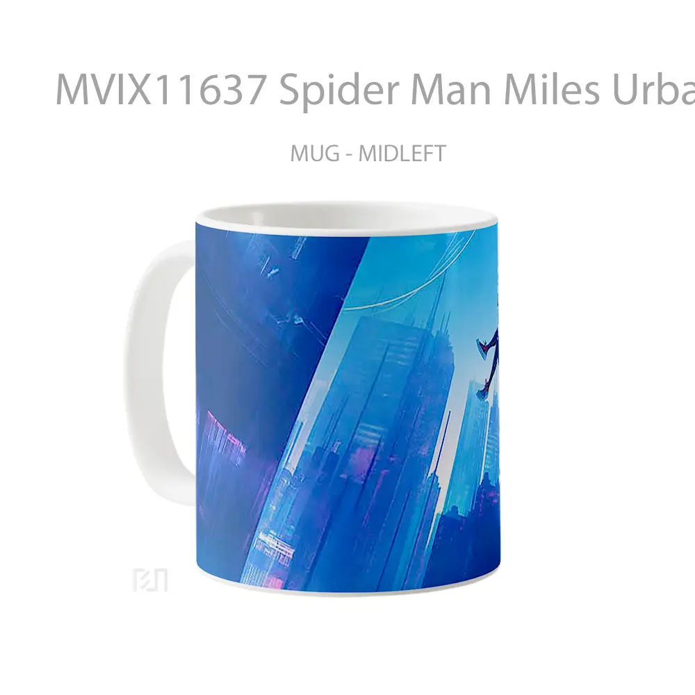 Mug Spider Man Miles Urban Descent Mug Aesthetic Koleksi Spesial - All-side / Desain