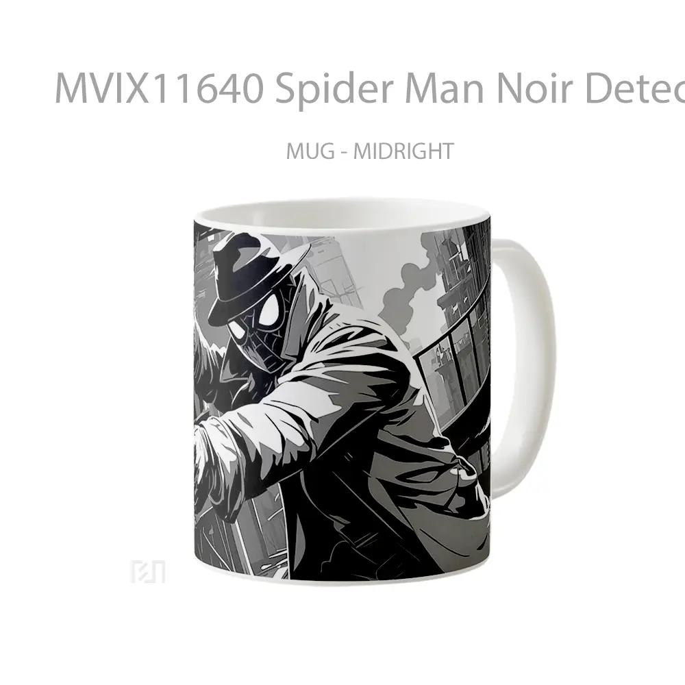 Mug Spider Man Noir Detective Pose Hadiah Lucu dan Menarik - All-side / Desain