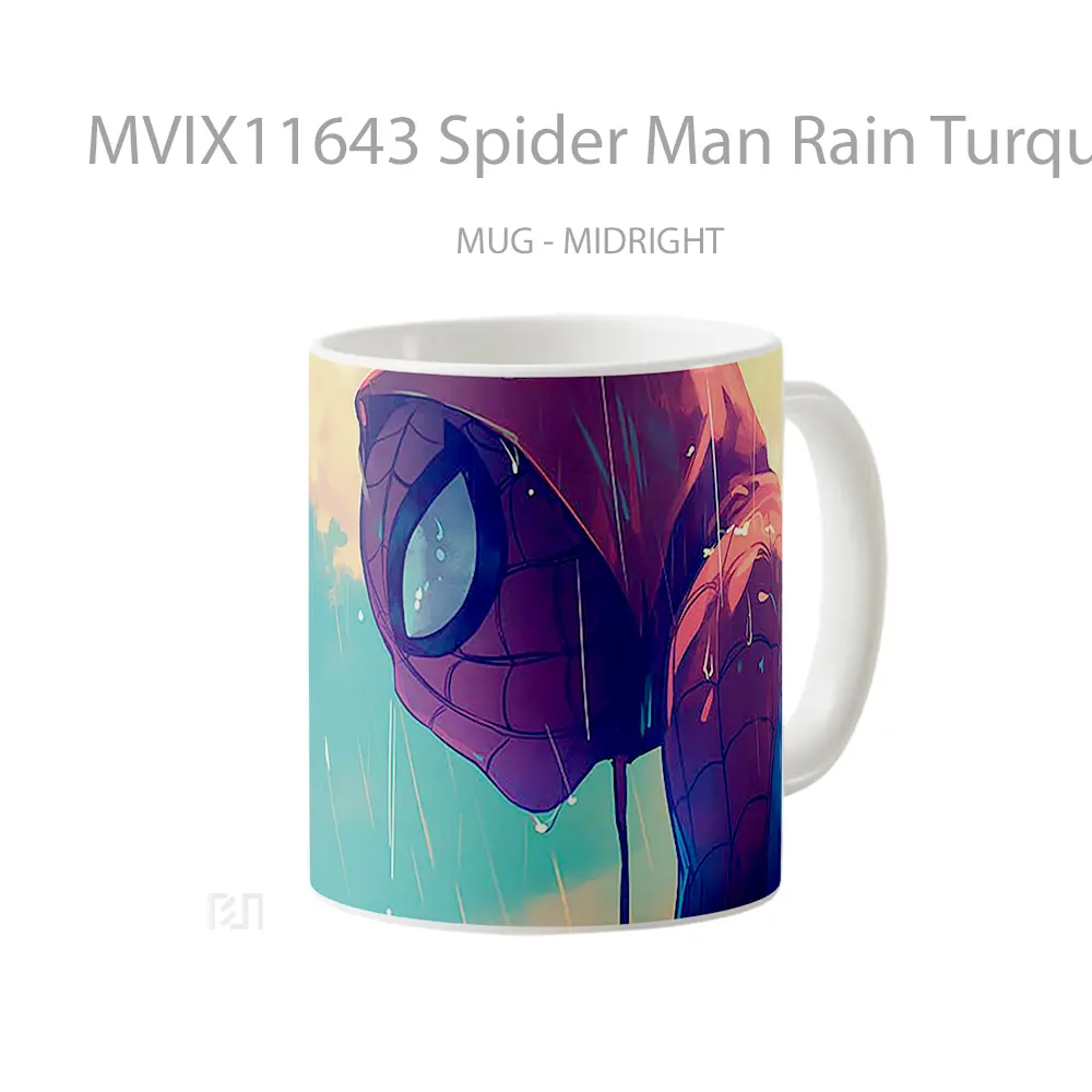Mug Spider Man Rain Turquoise Hadiah Lucu dan Menarik - All-side / Desain