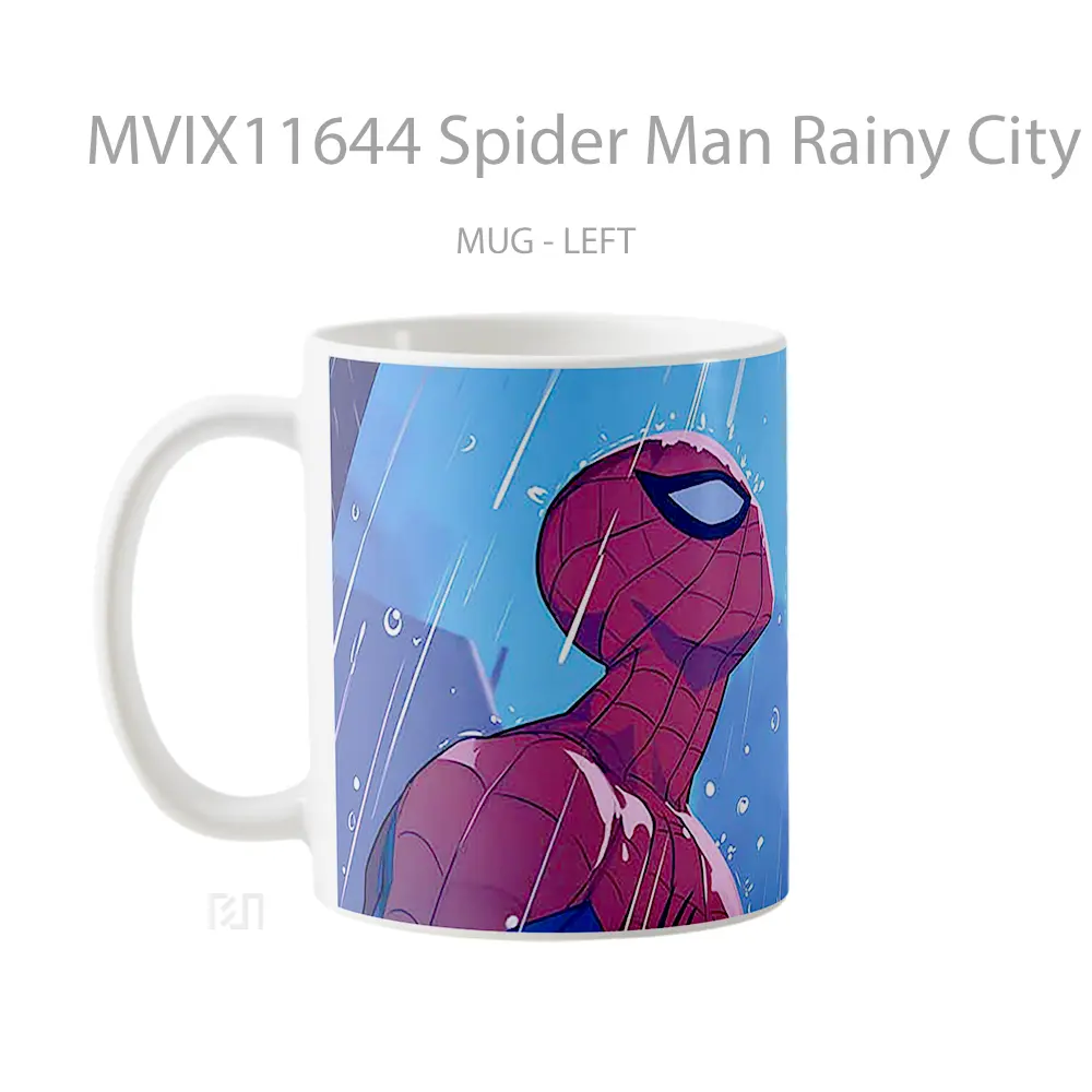 Mug Spider Man Rainy City Mood Gelas Keramik Desain Unik - All-side / Desain
