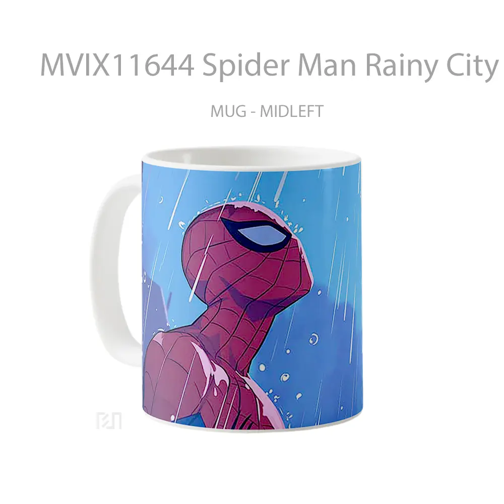 Mug Spider Man Rainy City Mood Gelas Keramik Desain Unik - All-side / Desain