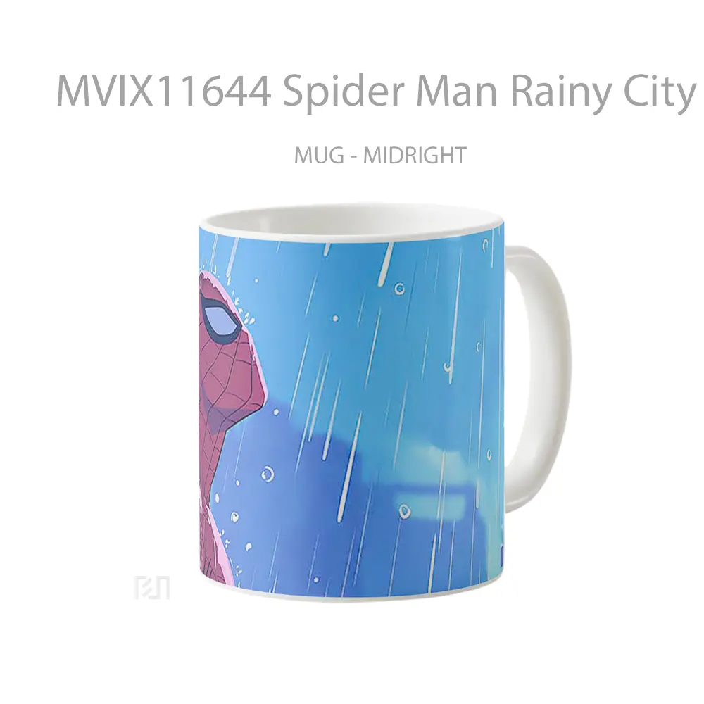 Mug Spider Man Rainy City Mood Gelas Keramik Desain Unik - All-side / Desain