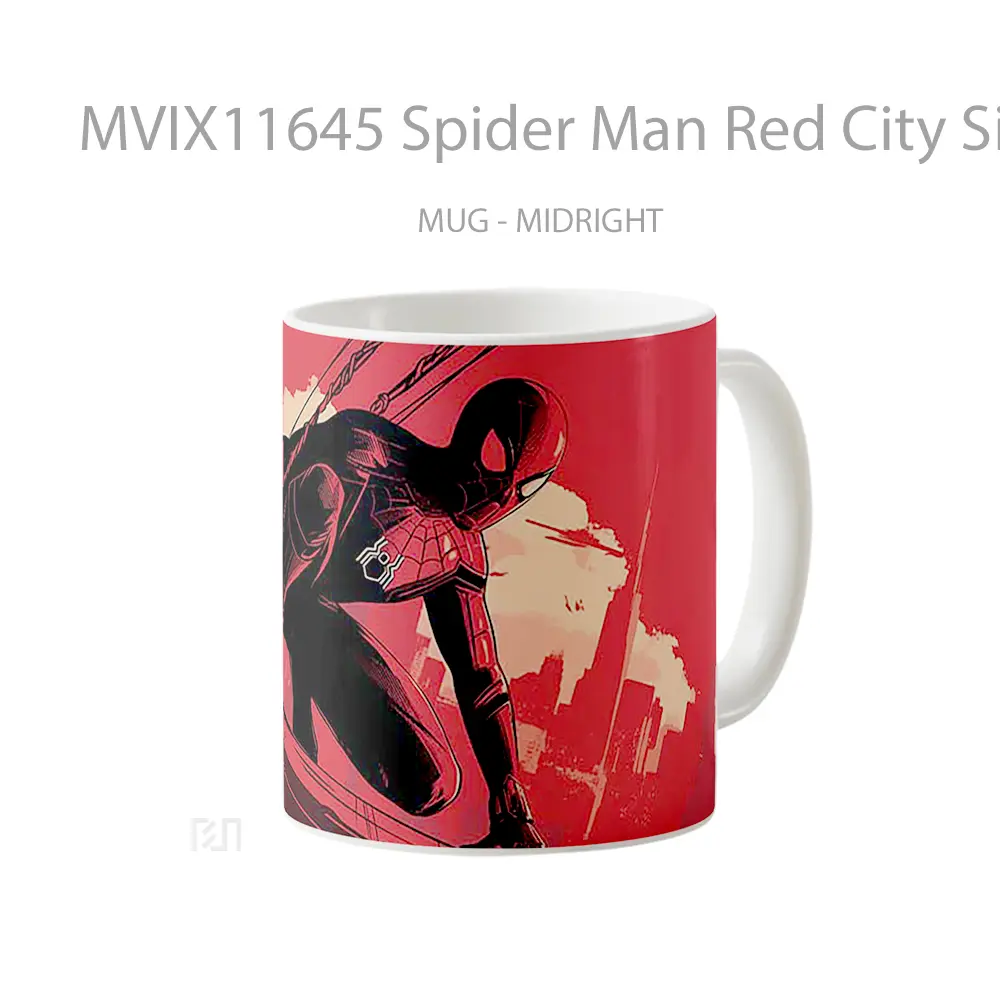 Mug Spider Man Red City Silhouette Mug Aesthetic Koleksi Spesial - All-side / Desain