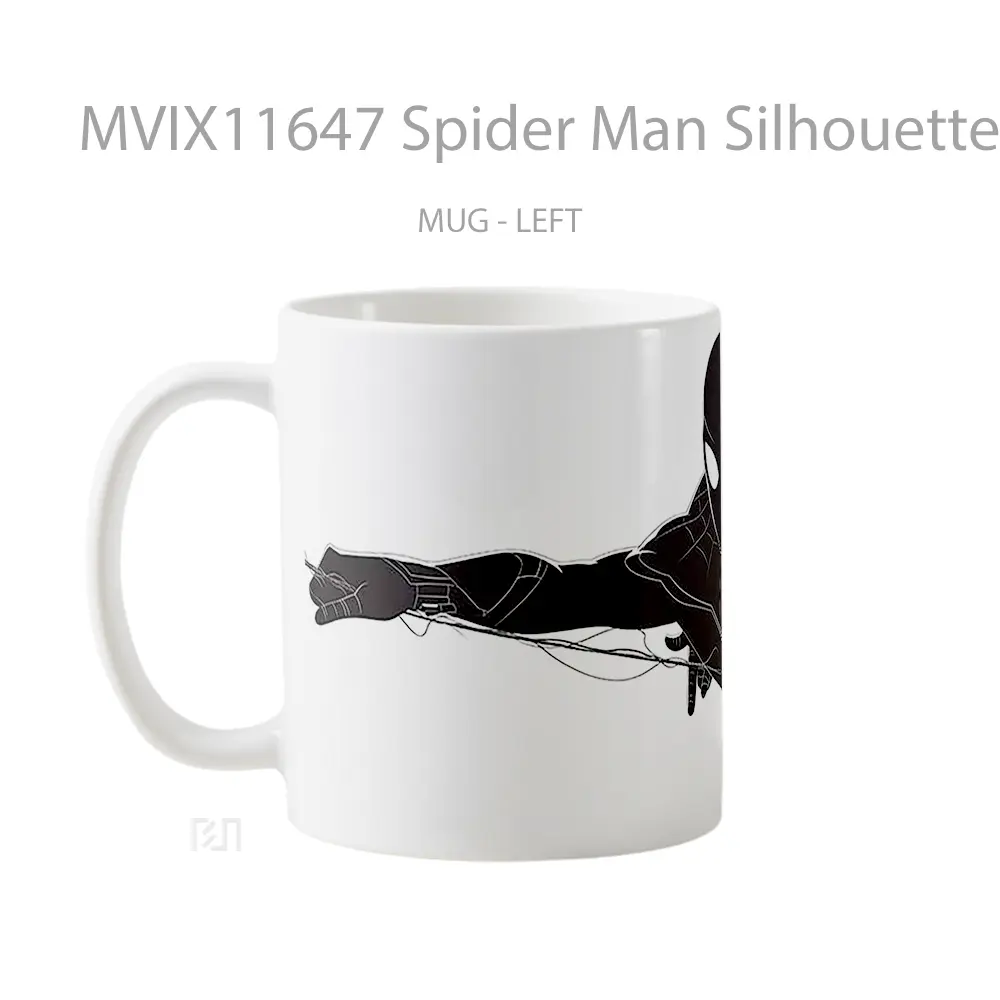Mug Spider Man Silhouette Web Swinging Black White Koleksi Mug Limited Edition - All-side / Desain