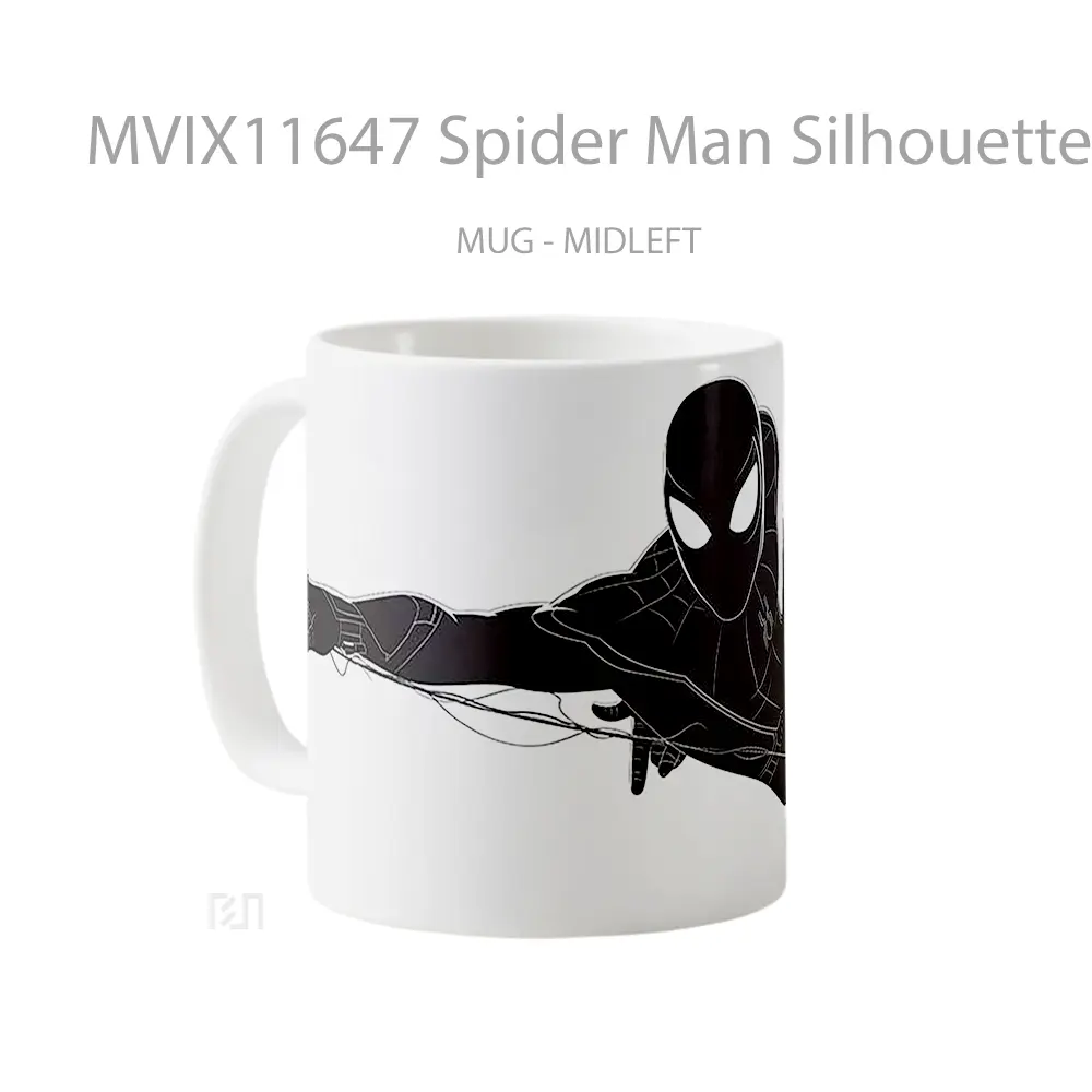 Mug Spider Man Silhouette Web Swinging Black White Koleksi Mug Limited Edition - All-side / Desain