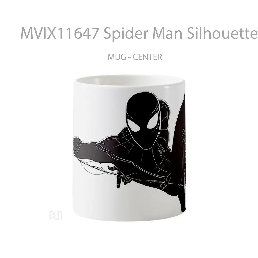 Mug Spider Man Silhouette Web Swinging Black White Koleksi Mug Limited Edition