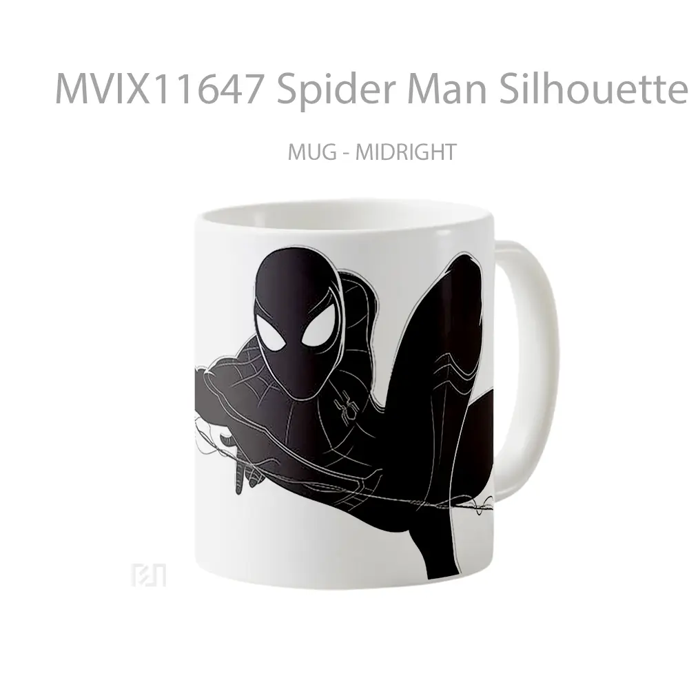 Mug Spider Man Silhouette Web Swinging Black White Koleksi Mug Limited Edition - All-side / Desain