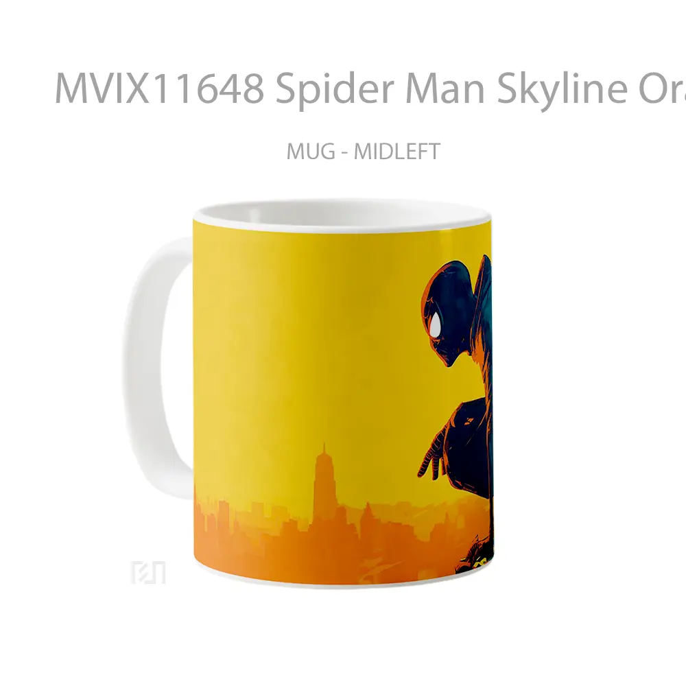 Mug Spider Man Skyline Orange City Scene Koleksi Mug Limited Edition - All-side / Desain