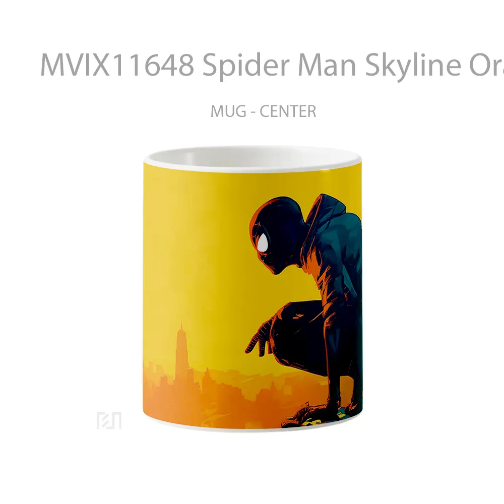 Mug Spider Man Skyline Orange City Scene Koleksi Mug Limited Edition