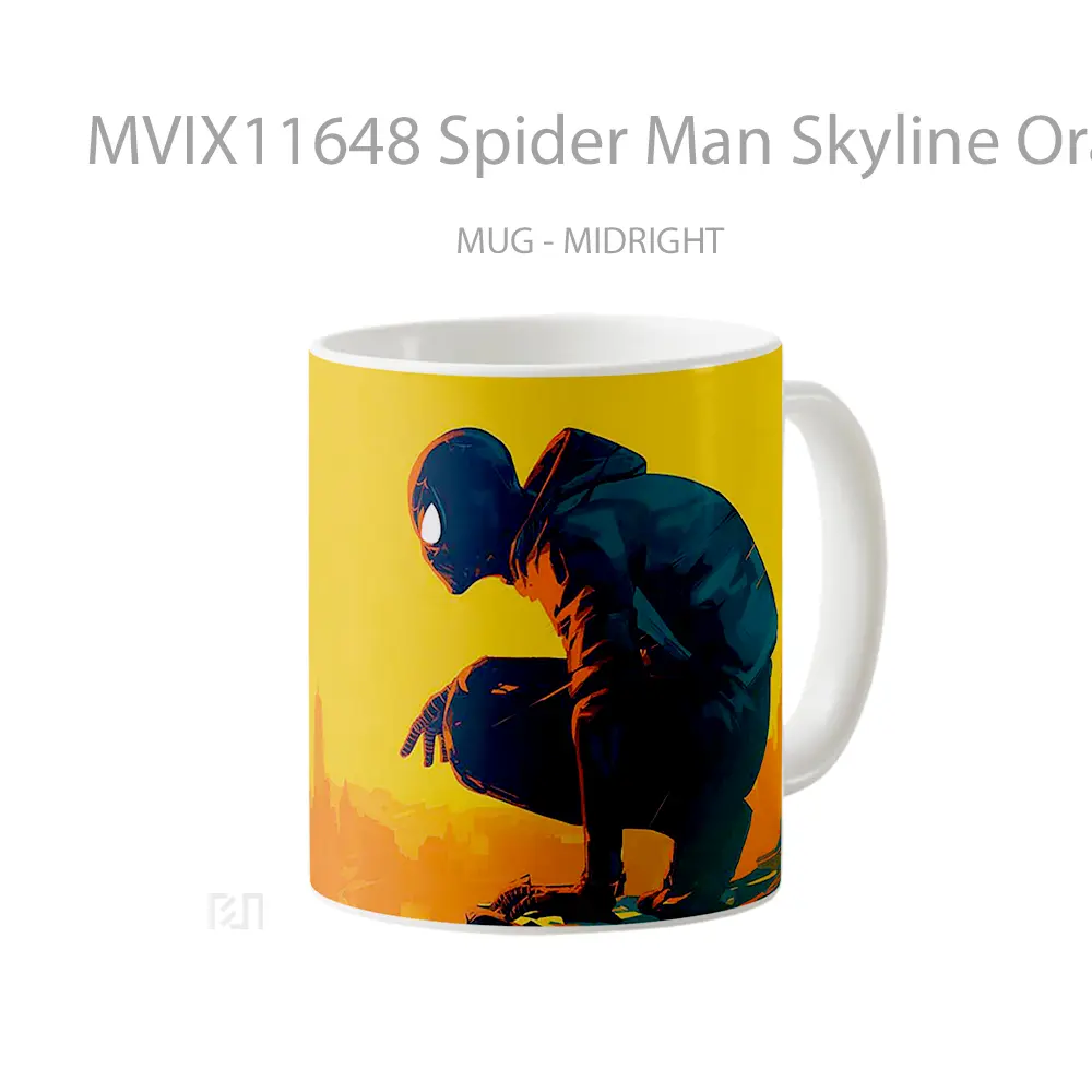 Mug Spider Man Skyline Orange City Scene Koleksi Mug Limited Edition - All-side / Desain