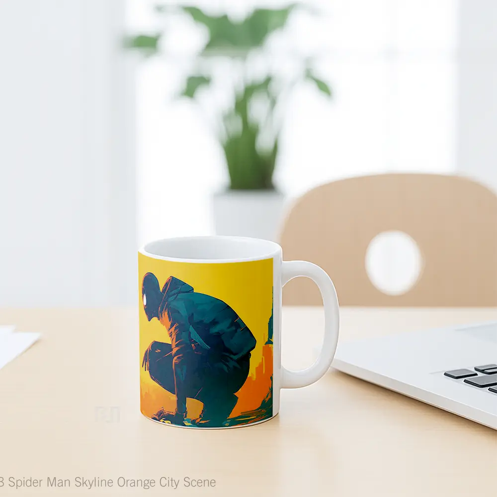 Mug Spider Man Skyline Orange City Scene Koleksi Mug Limited Edition - All-side / Desain