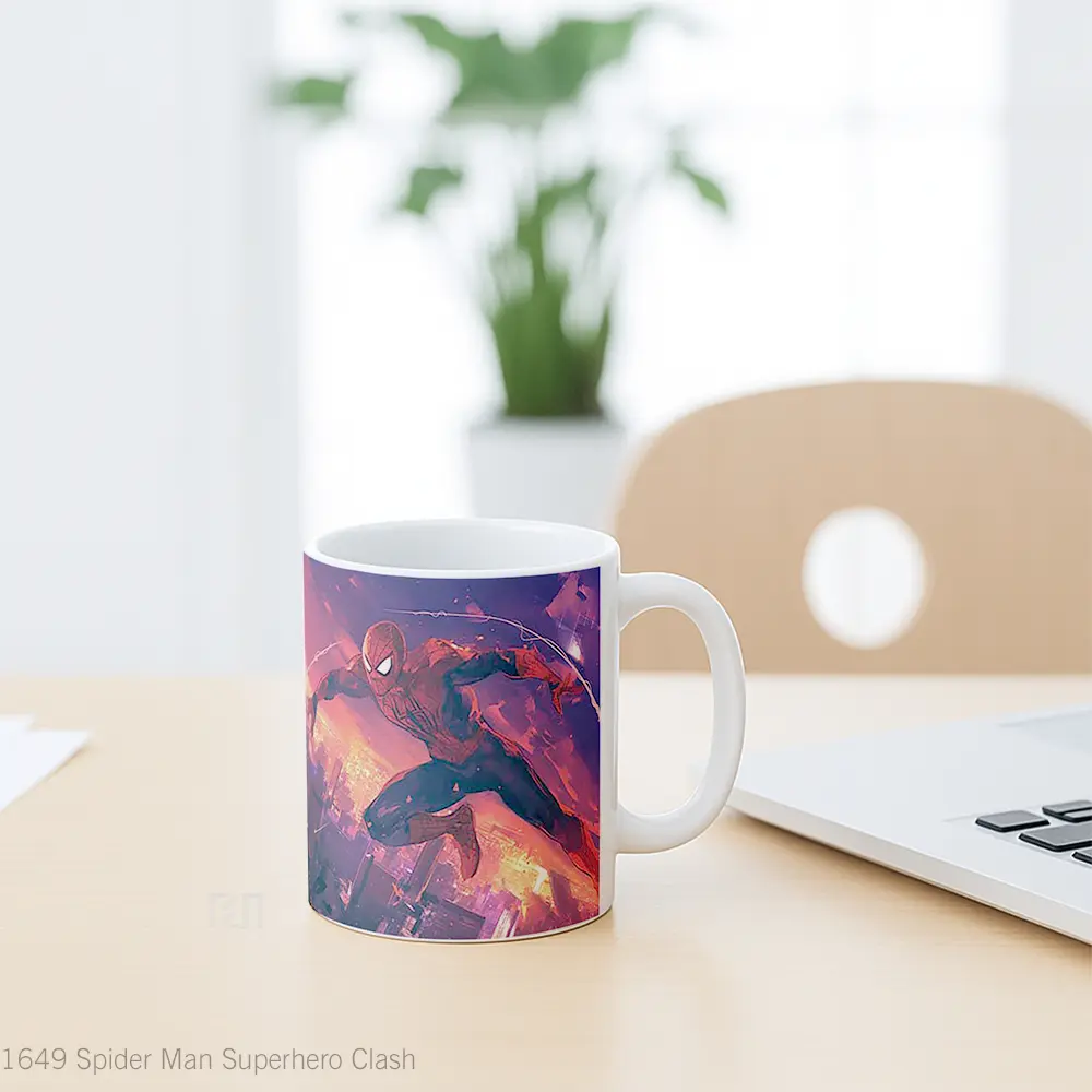 Mug Spider Man Superhero Clash Mug Anime Populer Koleksi Spesial - All-side / Desain