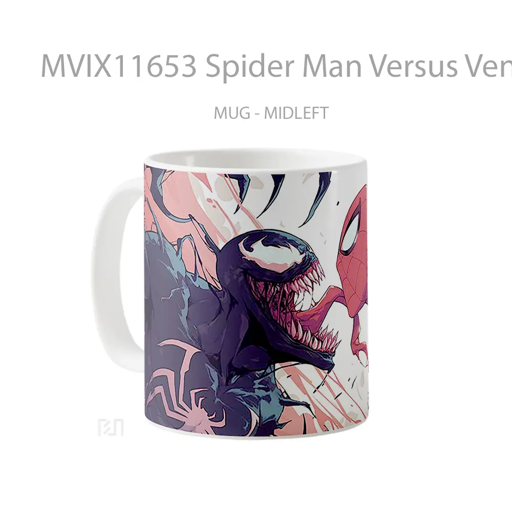 Mug Spider Man Versus Venom Symbiote Battle Hadiah Lucu dan Menarik - All-side / Desain