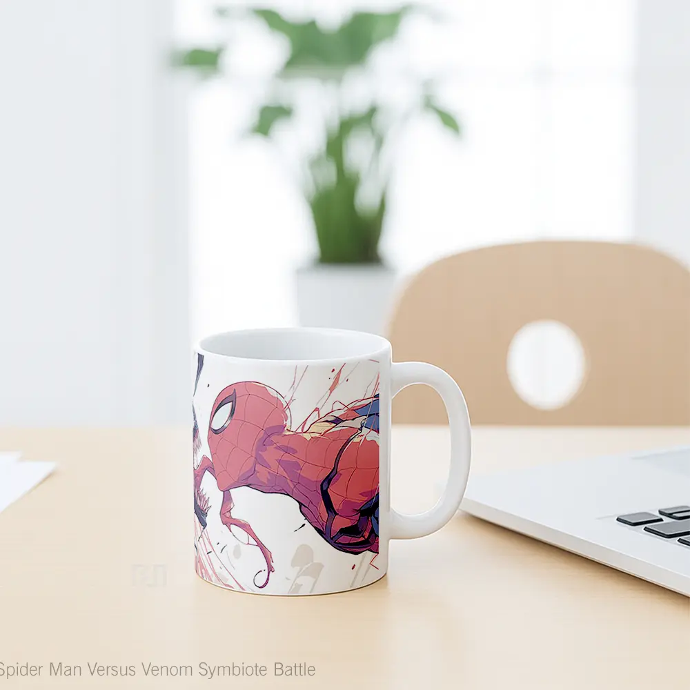 Mug Spider Man Versus Venom Symbiote Battle Hadiah Lucu dan Menarik - All-side / Desain