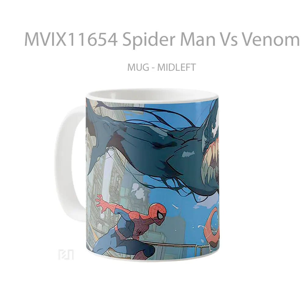 Mug Spider Man Vs Venom City Battle Mug Aesthetic Koleksi Spesial - All-side / Desain