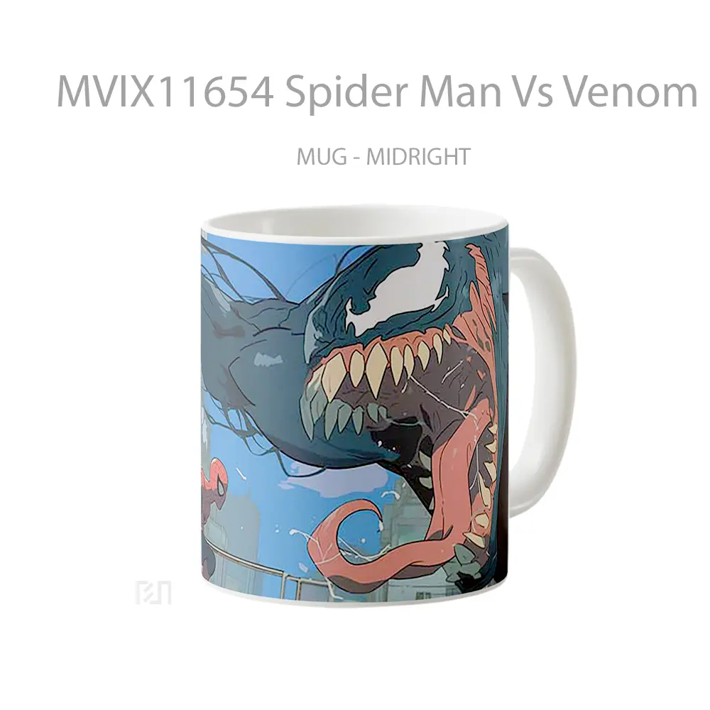 Mug Spider Man Vs Venom City Battle Mug Aesthetic Koleksi Spesial - All-side / Desain