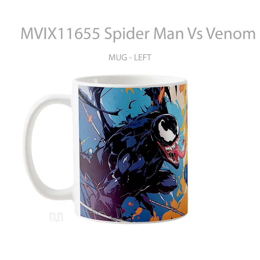 Mug Spider Man Vs Venom Marvel Comics Fight Gelas Keramik Koleksi Superhero - All-side / Desain