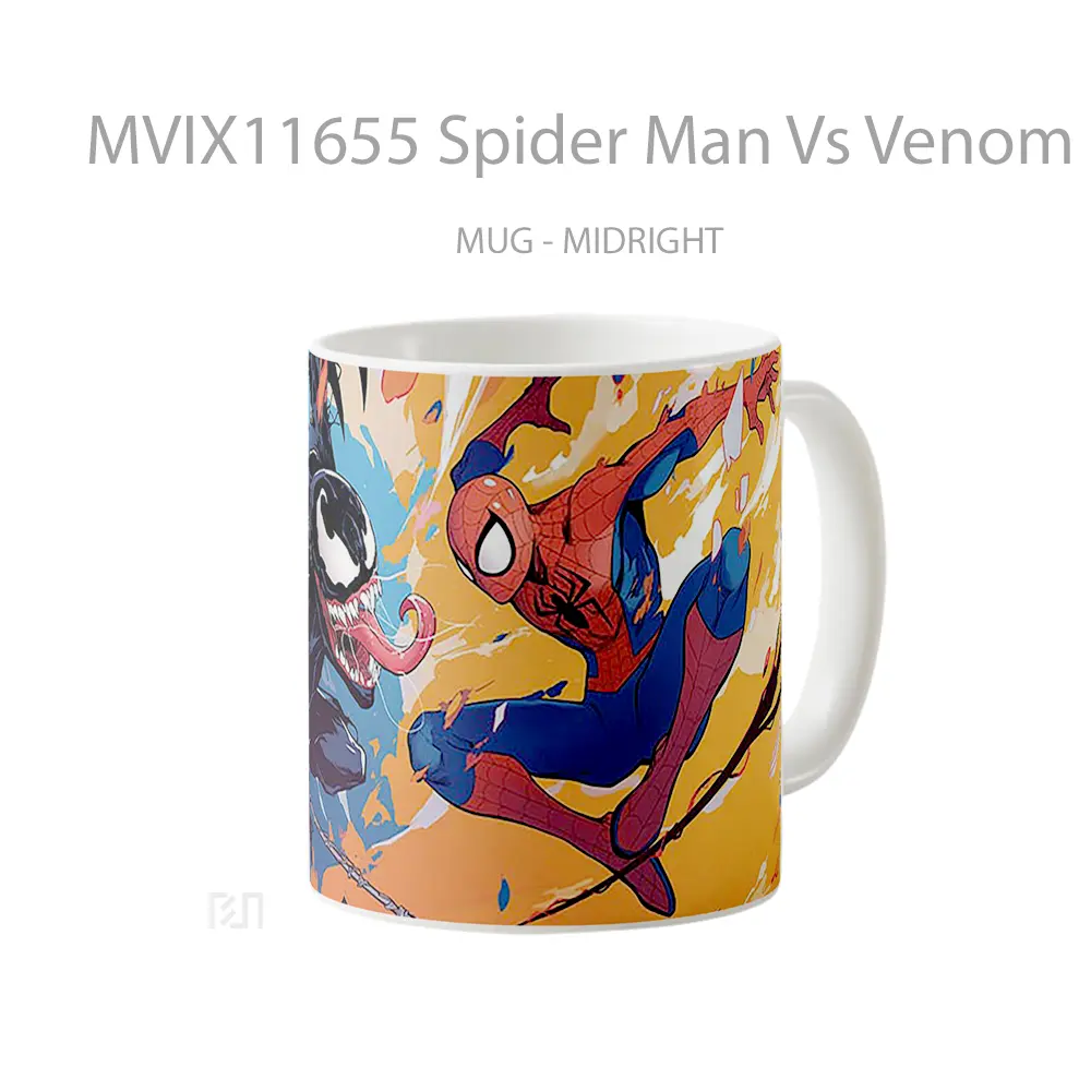 Mug Spider Man Vs Venom Marvel Comics Fight Gelas Keramik Koleksi Superhero - All-side / Desain
