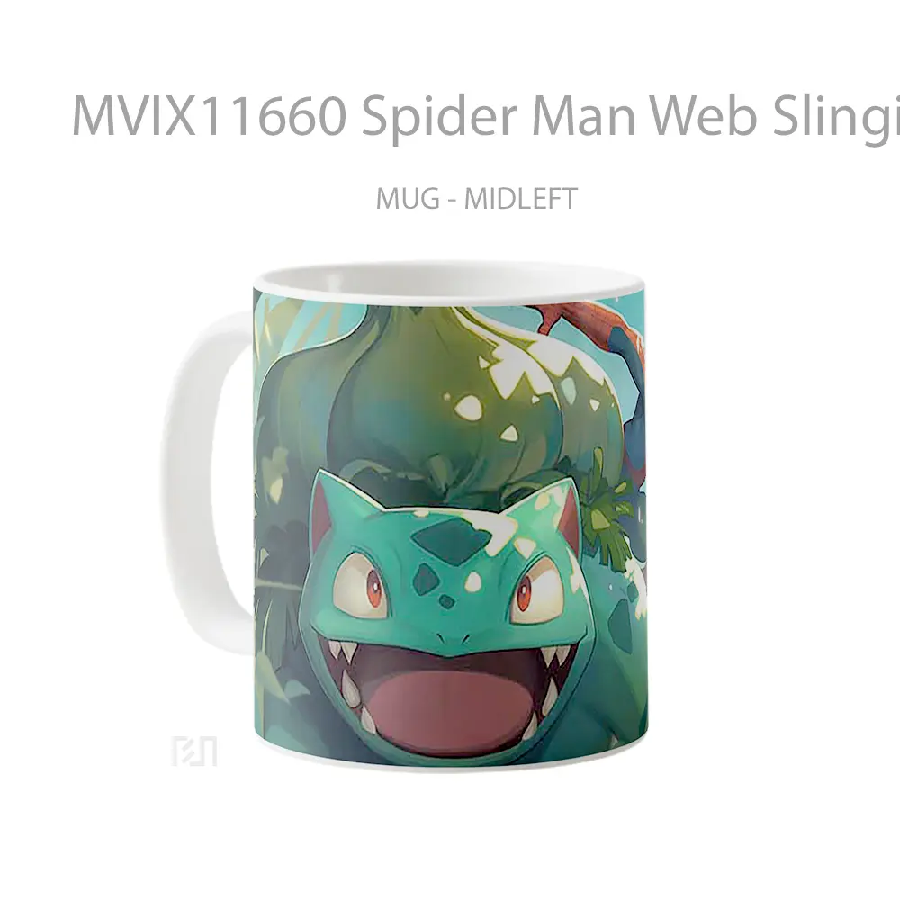 Mug Spider Man Web Slinging With Venusaur Gelas Keramik Desain Unik - All-side / Desain