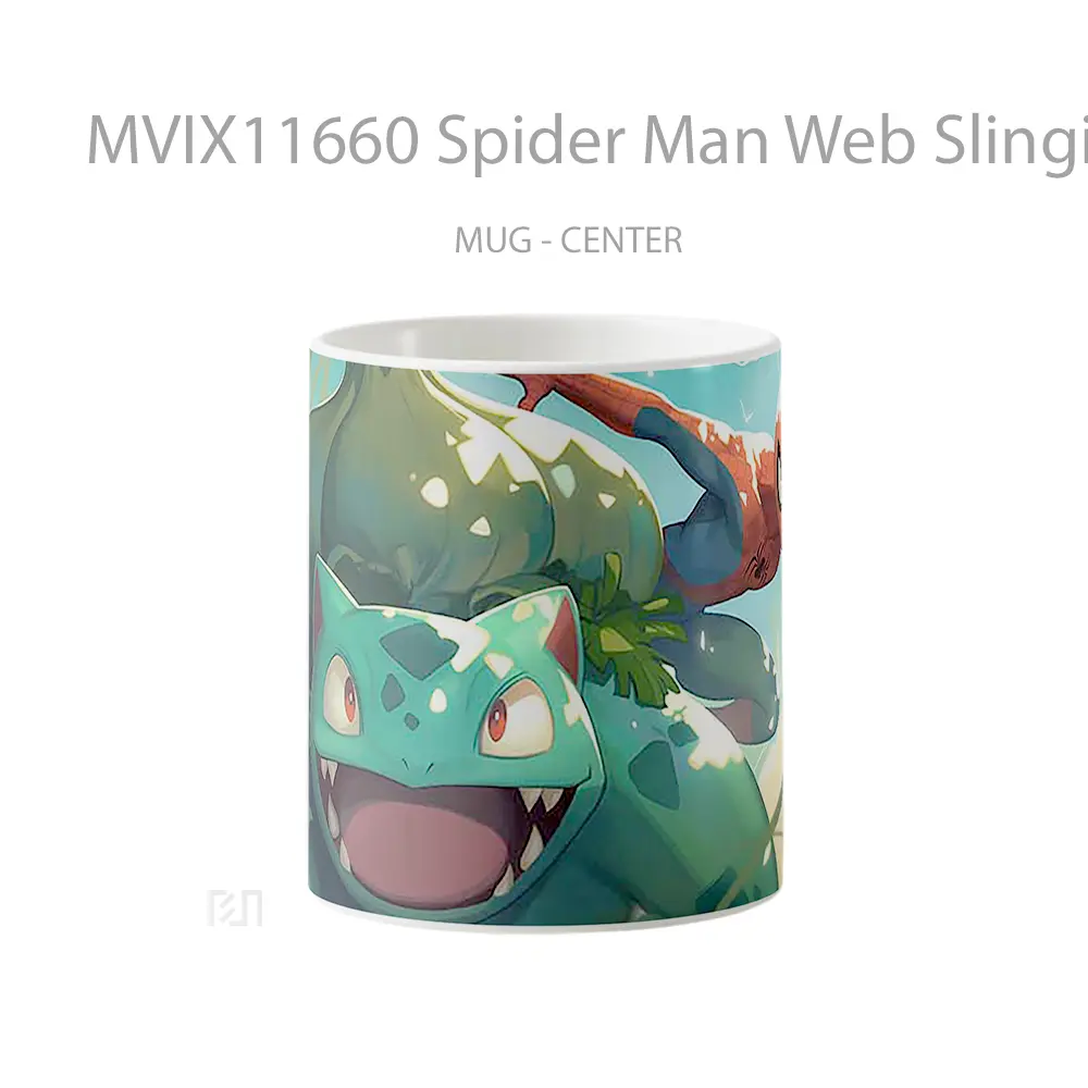 Mug Spider Man Web Slinging With Venusaur Gelas Keramik Desain Unik