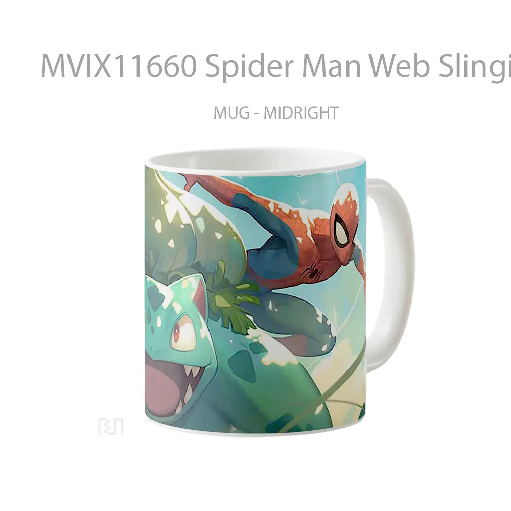 Mug Spider Man Web Slinging With Venusaur Gelas Keramik Desain Unik - All-side / Desain