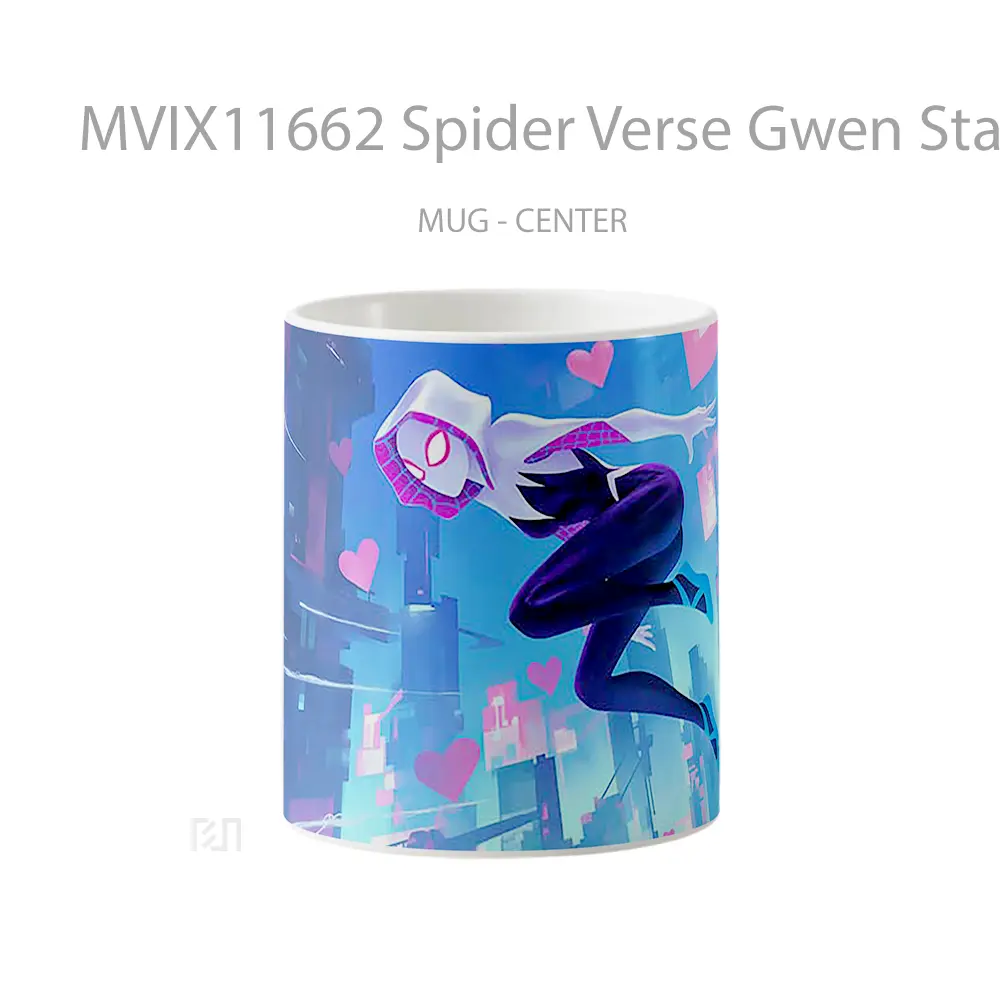 Mug Spider Verse Gwen Stacy Leaping Through City Hadiah Lucu dan Menarik