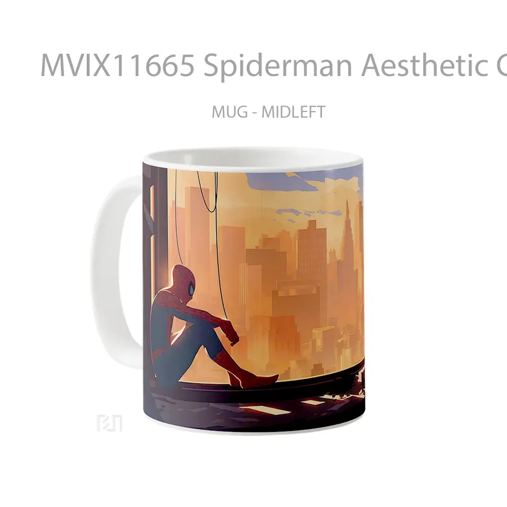 Mug Spiderman Aesthetic City Sunset Hadiah Spesial Fans Superhero - All-side / Desain