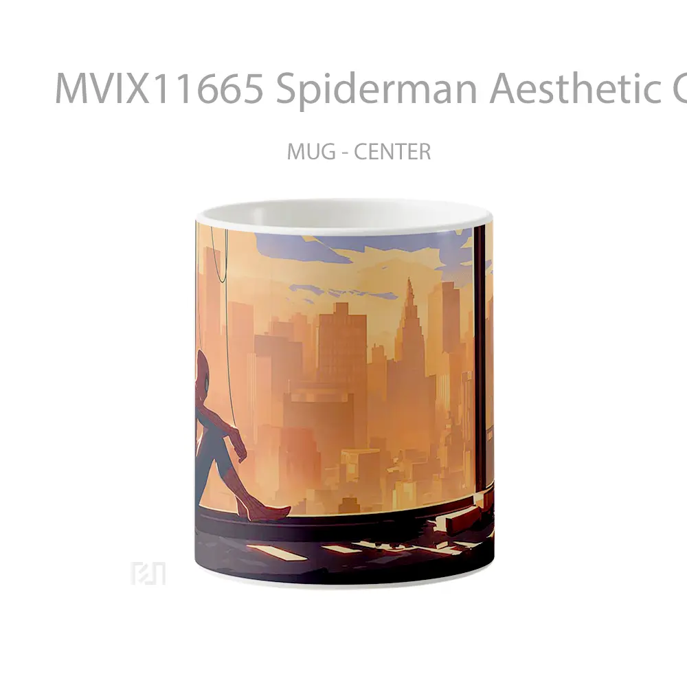 Mug Spiderman Aesthetic City Sunset Hadiah Spesial Fans Superhero