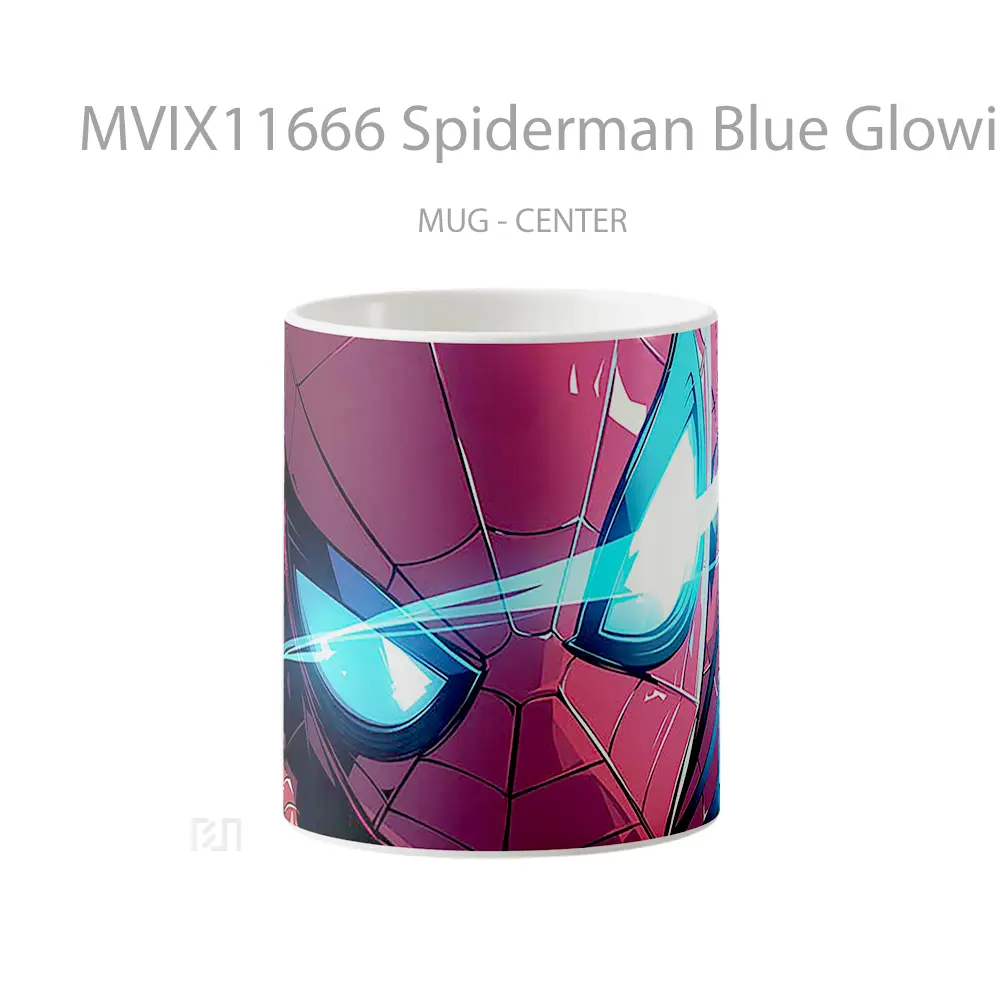Mug Spiderman Blue Glowing Eyes Art Merchandise Karakter Ikonik