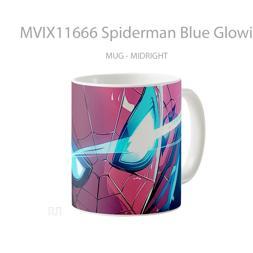 Mug Spiderman Blue Glowing Eyes Art Merchandise Karakter Ikonik - All-side / Desain