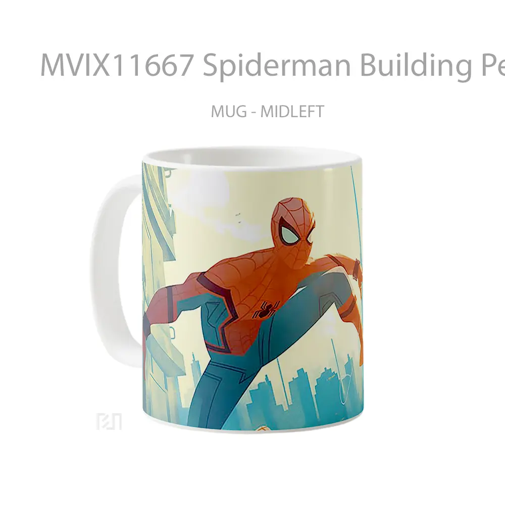 Mug Spiderman Building Perch Merchandise Karakter Ikonik - All-side / Desain