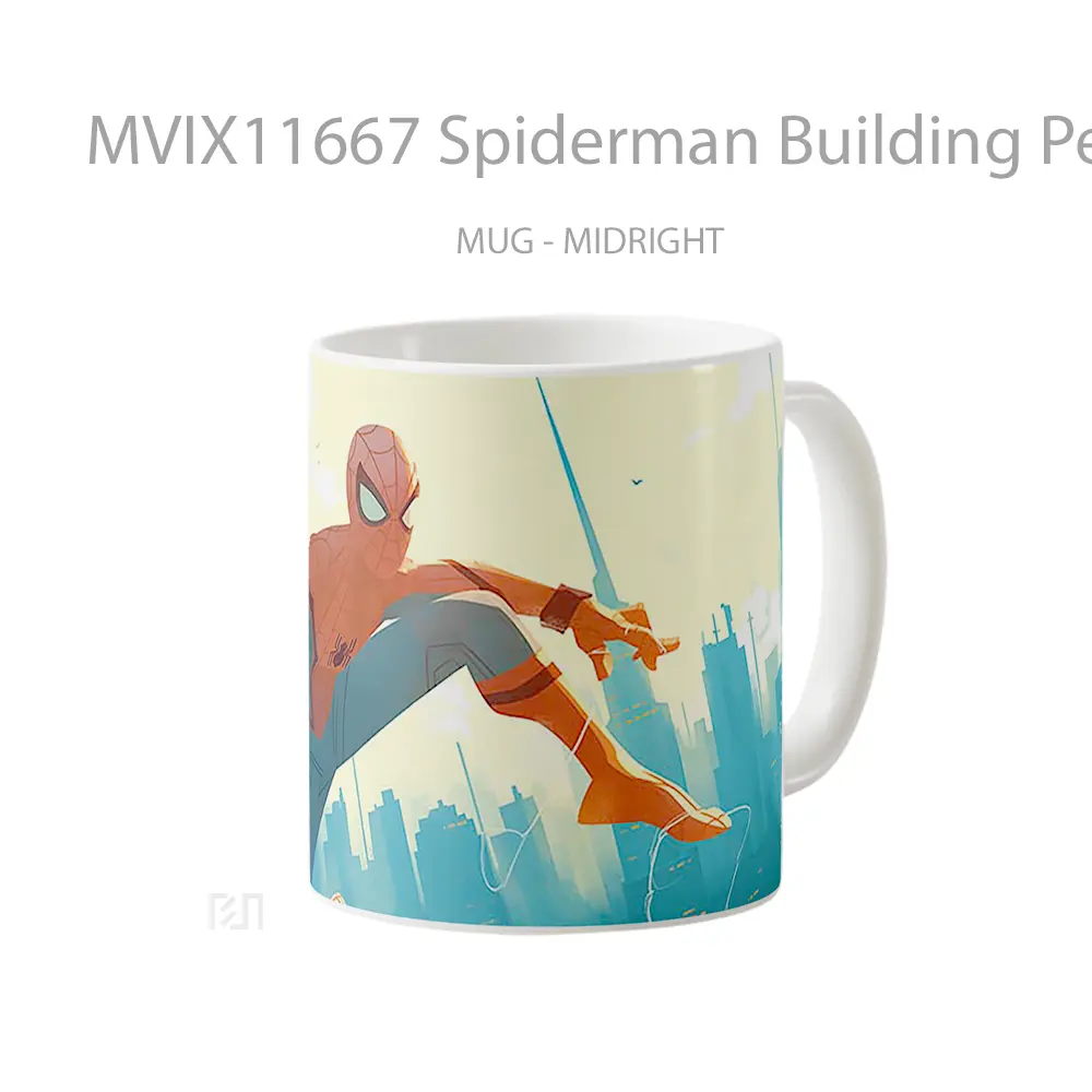 Mug Spiderman Building Perch Merchandise Karakter Ikonik - All-side / Desain