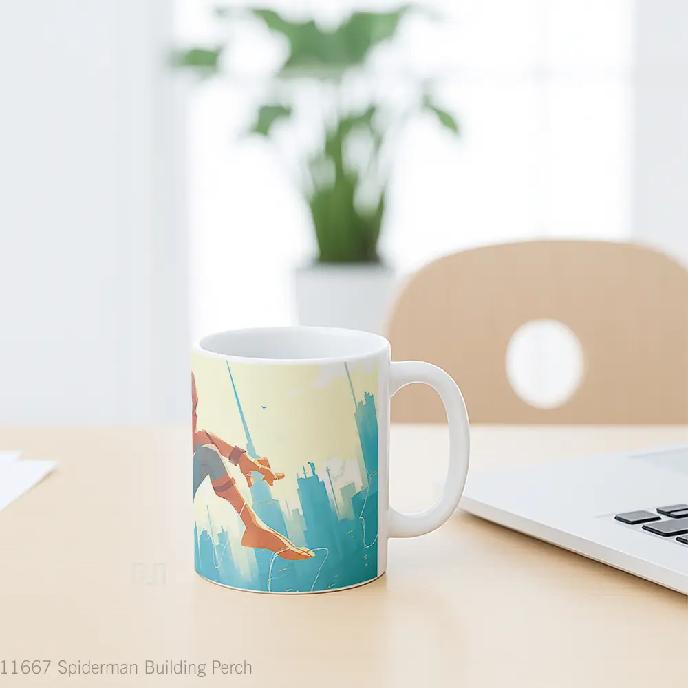 Mug Spiderman Building Perch Merchandise Karakter Ikonik - All-side / Desain