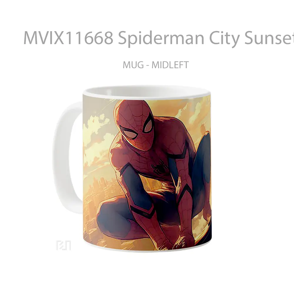 Mug Spiderman City Sunset Perch Koleksi Mug Film dan Komik - All-side / Desain