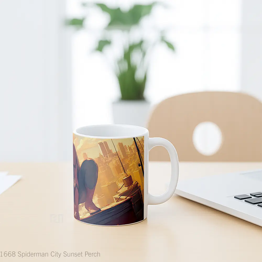 Mug Spiderman City Sunset Perch Koleksi Mug Film dan Komik - All-side / Desain