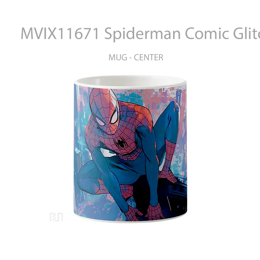 Mug Spiderman Comic Glitch Style Pc Laptop Koleksi Mug Film dan Komik