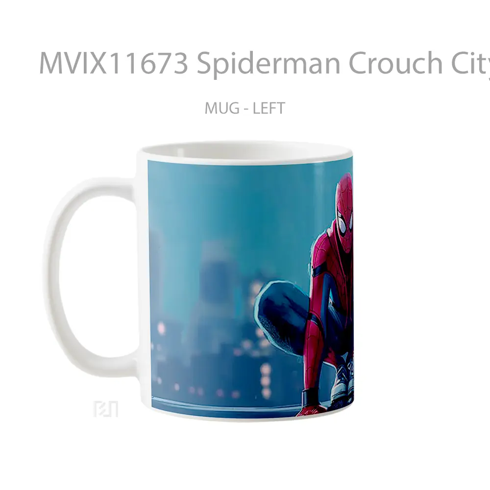 Mug Spiderman Crouch City Gelas Keramik Koleksi Superhero - All-side / Desain