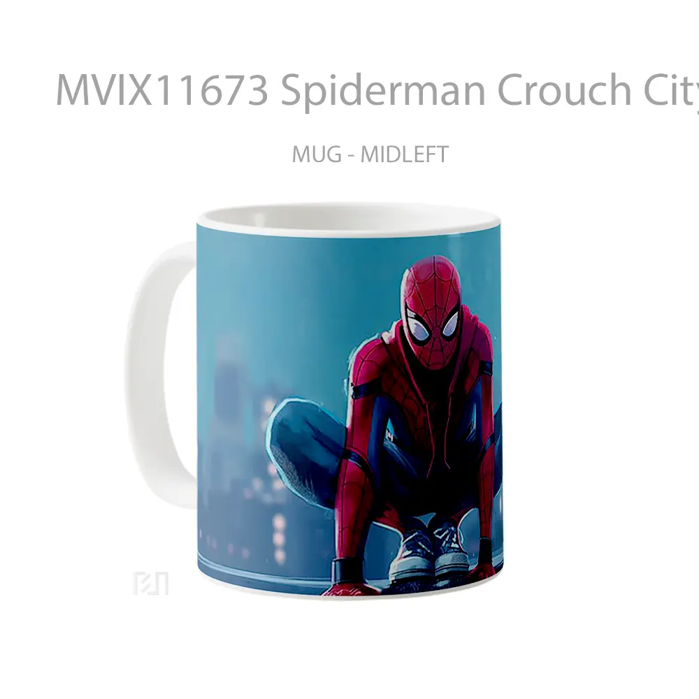 Mug Spiderman Crouch City Gelas Keramik Koleksi Superhero - All-side / Desain