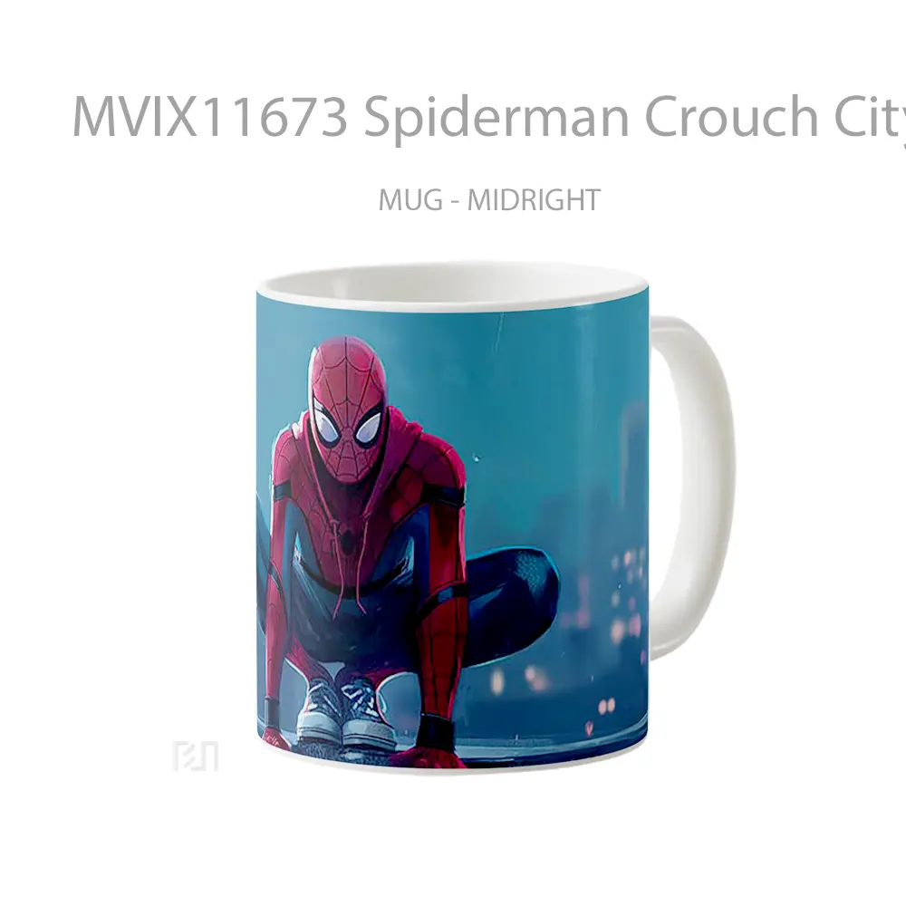 Mug Spiderman Crouch City Gelas Keramik Koleksi Superhero - All-side / Desain