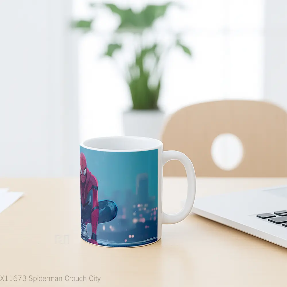 Mug Spiderman Crouch City Gelas Keramik Koleksi Superhero - All-side / Desain