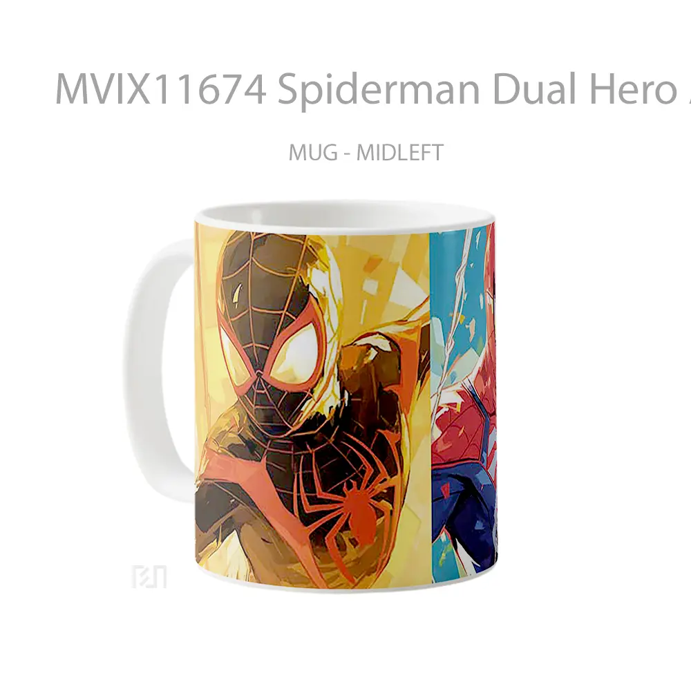Mug Spiderman Dual Hero Action Gelas Keramik Koleksi Anime - All-side / Desain