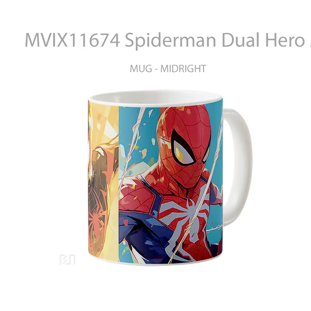 Mug Spiderman Dual Hero Action Gelas Keramik Koleksi Anime - All-side / Desain