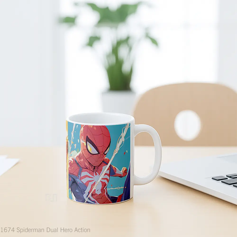 Mug Spiderman Dual Hero Action Gelas Keramik Koleksi Anime - All-side / Desain