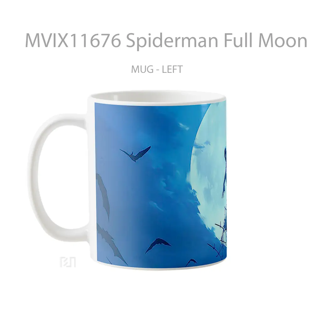 Mug Spiderman Full Moon Night Blue Hadiah Spesial Fans Superhero - All-side / Desain