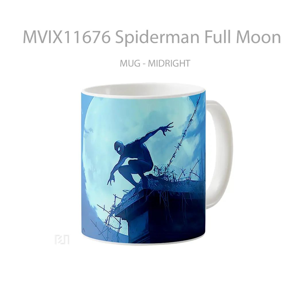 Mug Spiderman Full Moon Night Blue Hadiah Spesial Fans Superhero - All-side / Desain