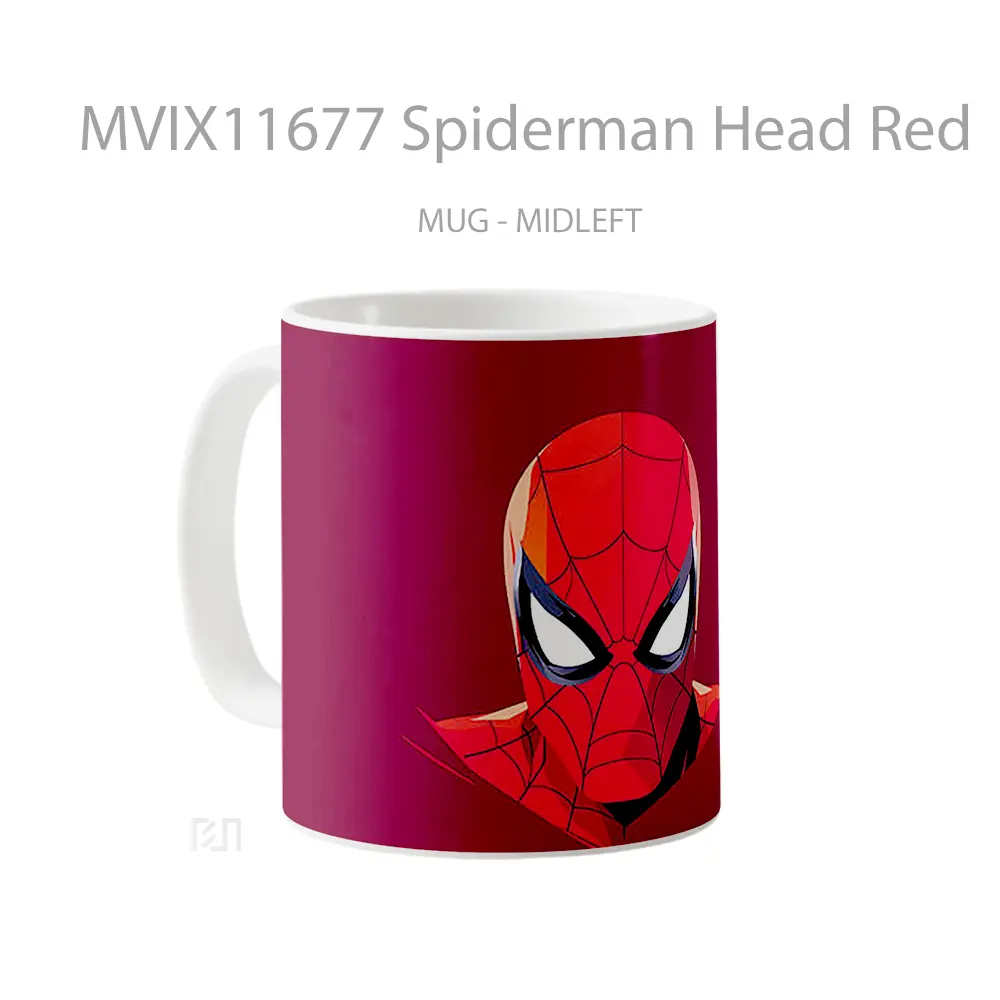 Mug Spiderman Head Red Gelas Keramik Koleksi Superhero - All-side / Desain