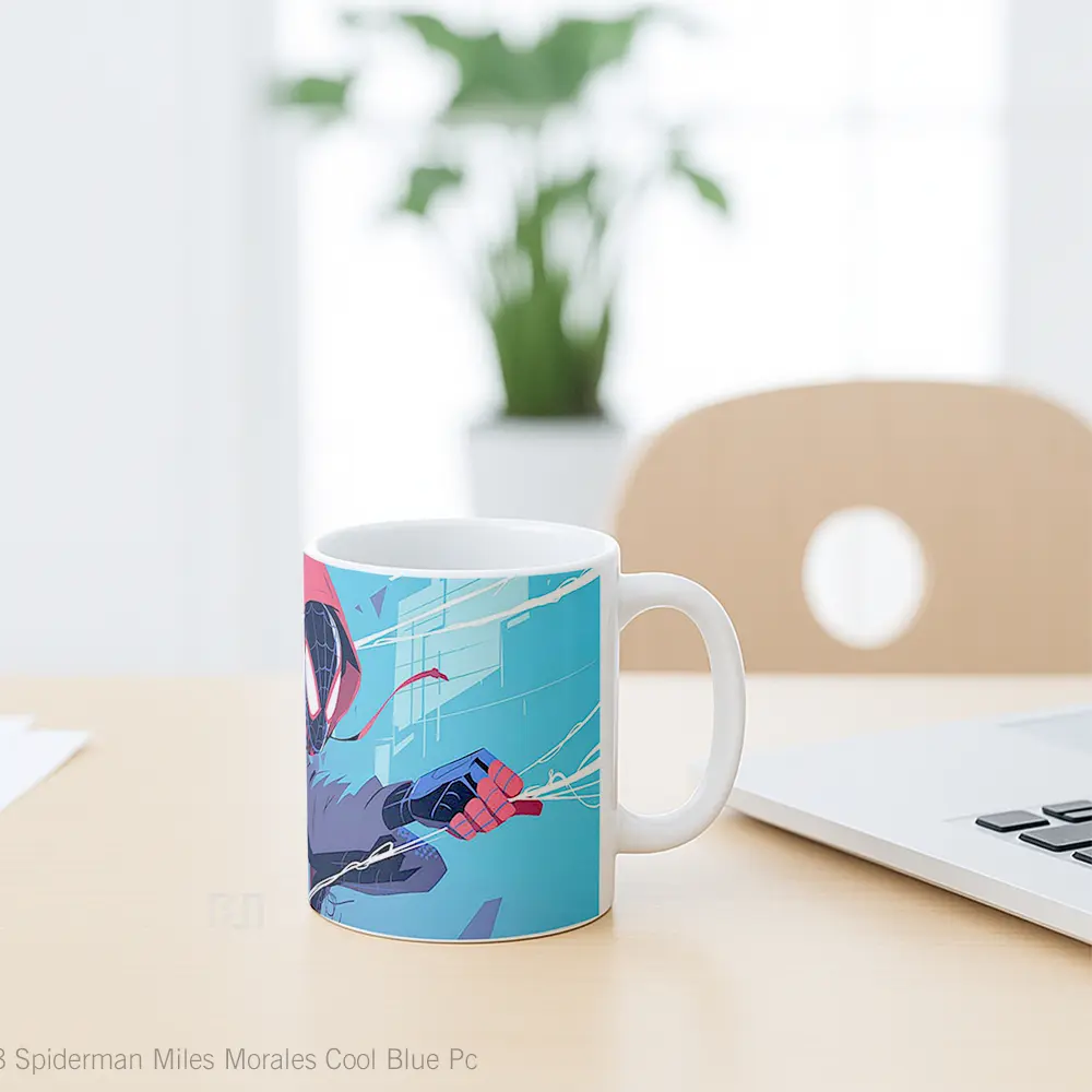 Mug Spiderman Miles Morales Cool Blue Pc Merchandise Karakter Ikonik - All-side / Desain