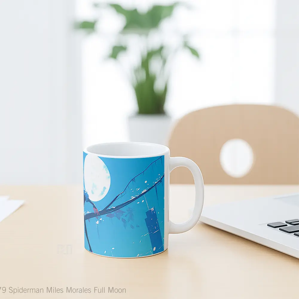 Mug Spiderman Miles Morales Full Moon Gelas Keramik Koleksi Superhero - All-side / Desain