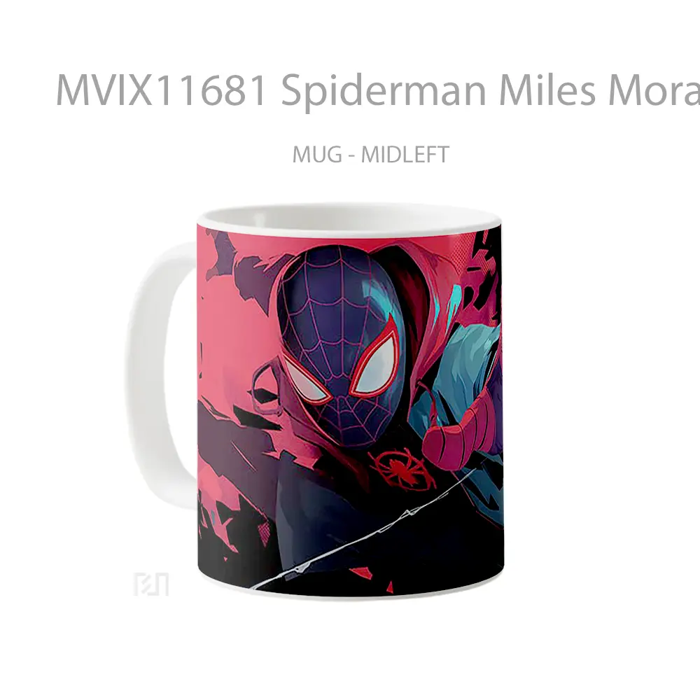 Mug Spiderman Miles Morales Red Black Gelas Keramik Koleksi Superhero - All-side / Desain