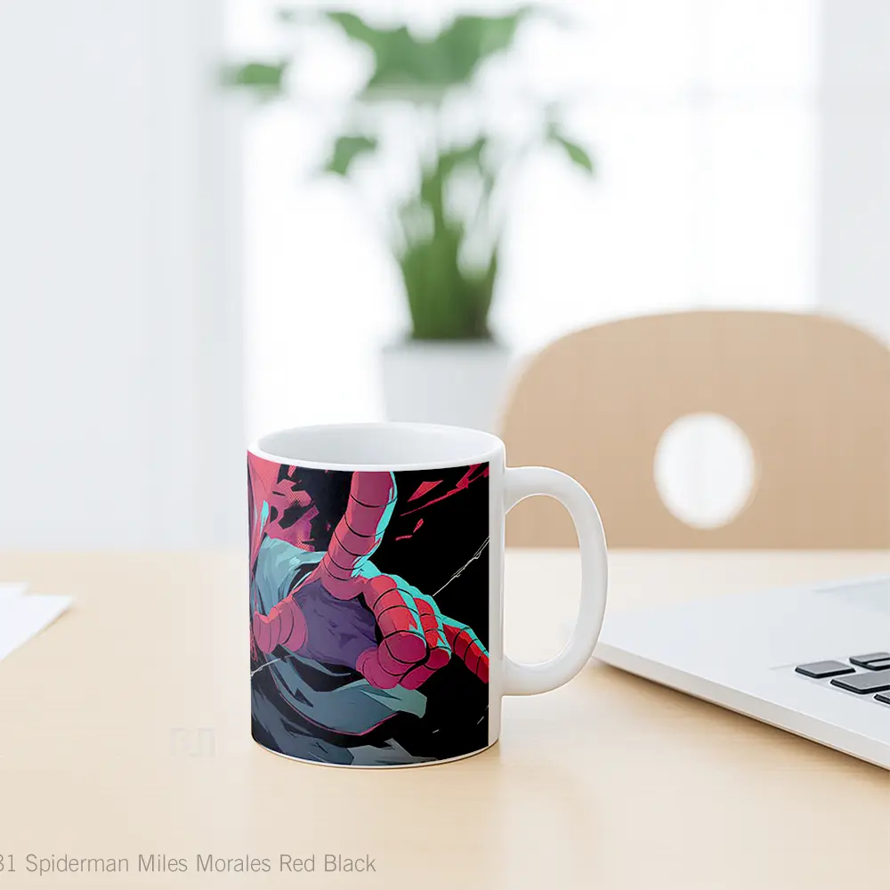Mug Spiderman Miles Morales Red Black Gelas Keramik Koleksi Superhero - All-side / Desain